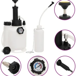 vidaXL Herramientas-Purgador de frenos blanco y negro 3 L
