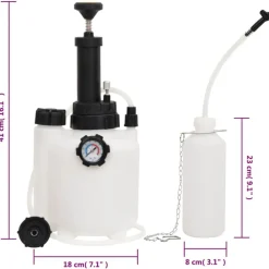 vidaXL Herramientas-Purgador de frenos blanco y negro 3 L