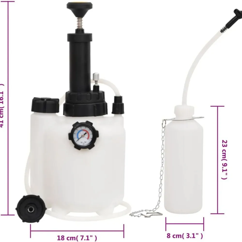 vidaXL Herramientas-Purgador de frenos blanco y negro 3 L