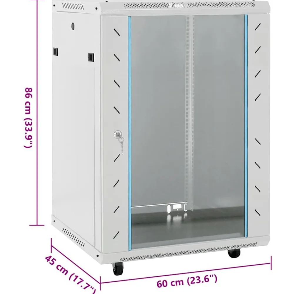 vidaXL Rack de servidores con patas giratorias 15U 19" IP20 60x45x86cm Gris Sale