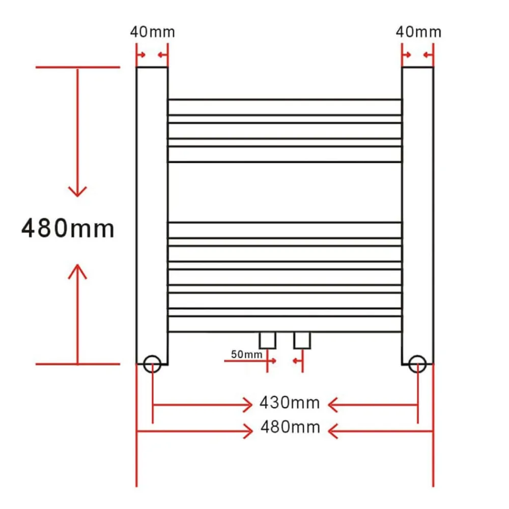 vidaXL Radiador toallero 480 x 480 mm conector lateral y central New