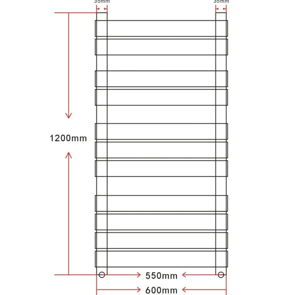 vidaXL Electrodomésticos-Radiador toallero de baño recto 600 x 1200 mm