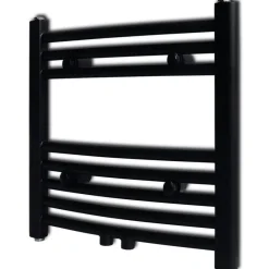 vidaXL Radiador toallero de baño curvo 480x480 mm Negro New