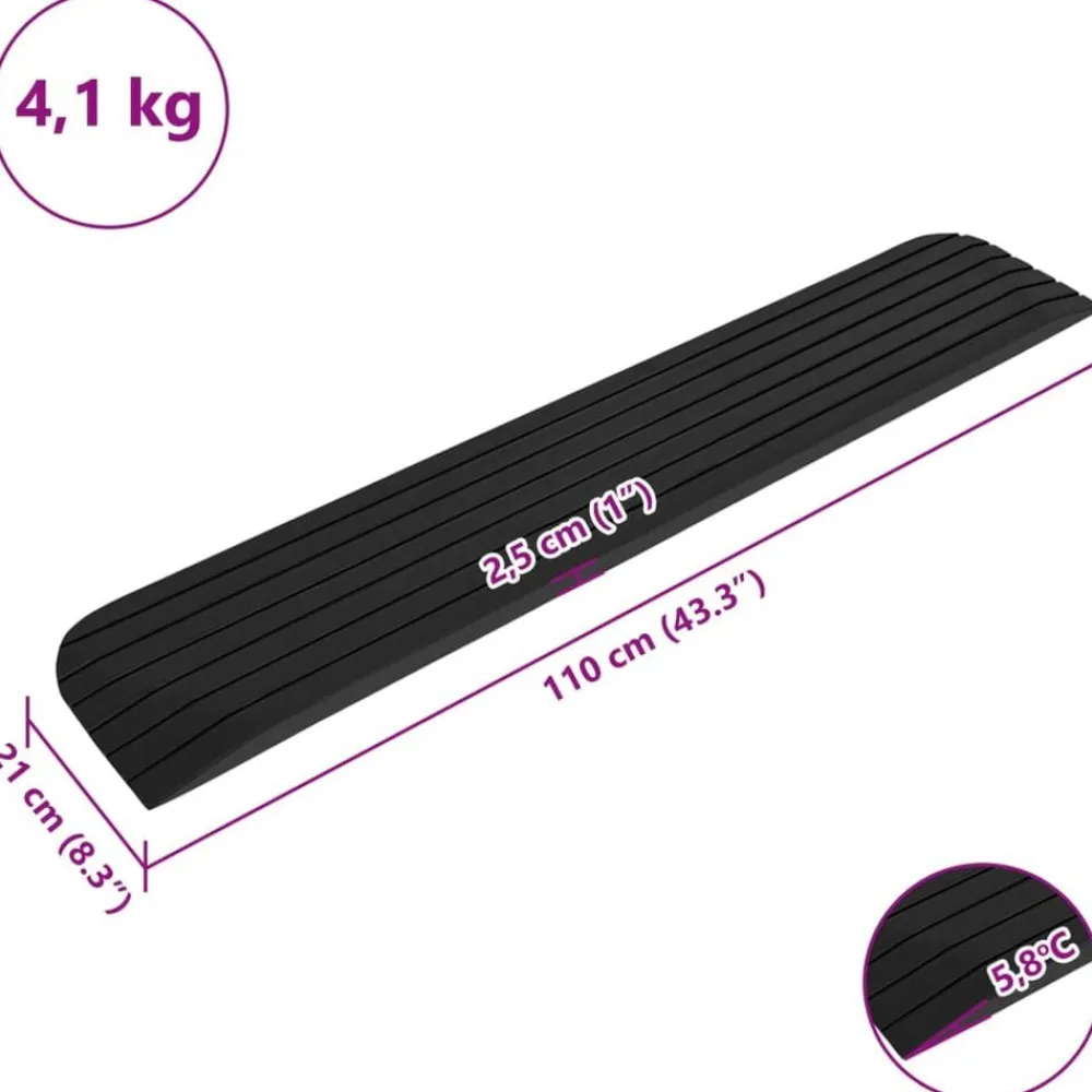 vidaXL Rampa de umbral goma 110x21x2,5 cm