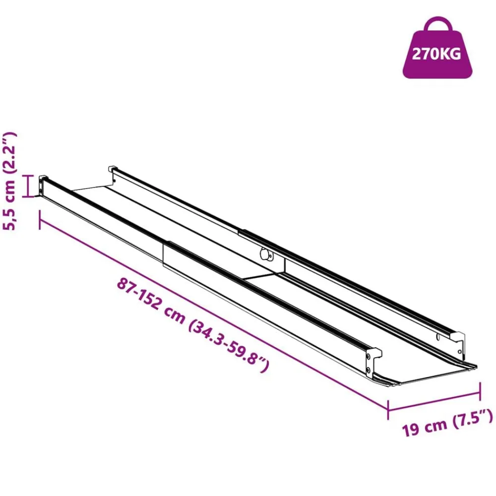 vidaXL Rampa para silla de ruedas 270 kg 2 pcs Negro 152 x 19 x 5,5 cm Clearance