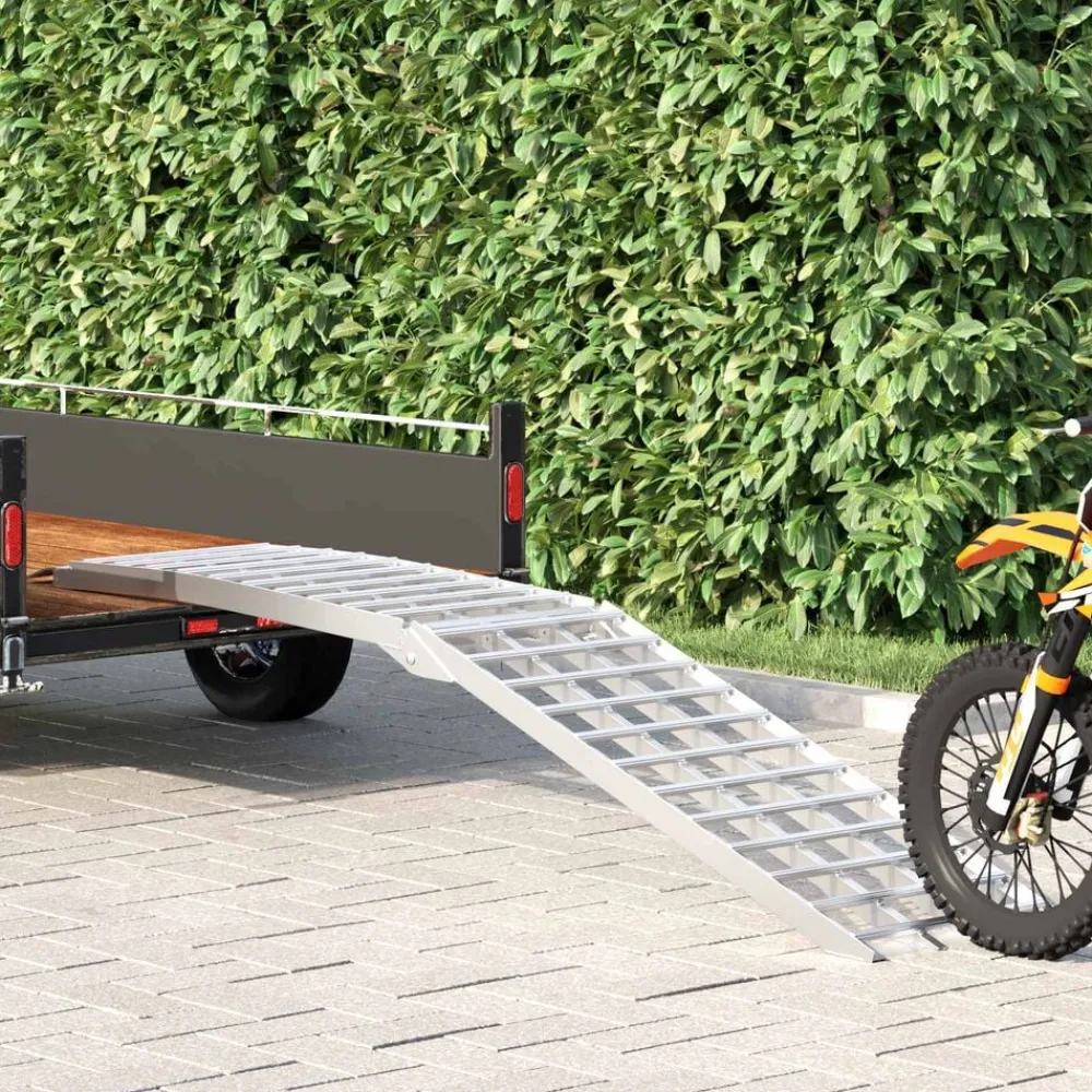 vidaXL Piezas Y Accesorios Para Vehículos-Rampas de motocicleta 680 kg Plateado 680 kg Aluminio