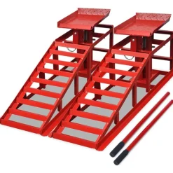 vidaXL Rampas de reparación de coches 2 uds acero rojo Online