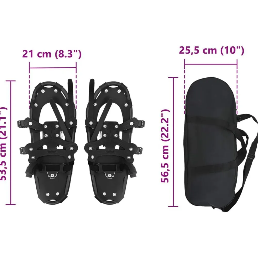 vidaXL Actividades Al Aire Libre-Raquetas de Nieve 3 en 1 53,5 x 21 cm Aluminio y HDPE