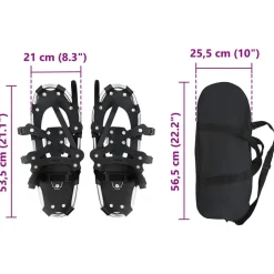 vidaXL Raquetas de Nieve 3 en 1 Plata y Negro 53,5 x 21 cm Plateado Clearance