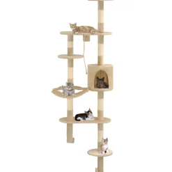 vidaXL Rascador de gatos de pared con poste de sisal 194 cm Beige Online