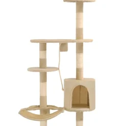 vidaXL Rascador de gatos de pared con poste de sisal 194 cm Beige Online