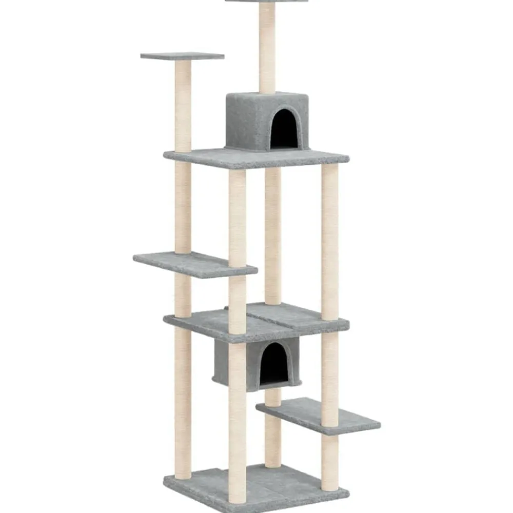 vidaXL Rascador para gatos con postes de sisal 176 cm Gris claro New