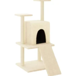 vidaXL Rascador para gatos con postes de sisal color 110 cm Crema New