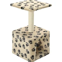 vidaXL Productos Para Mascotas-Rascador para gatos con poste de sisal 55 cm huellas beige
