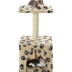 vidaXL Productos Para Mascotas-Rascador para gatos con poste de sisal 55 cm huellas beige