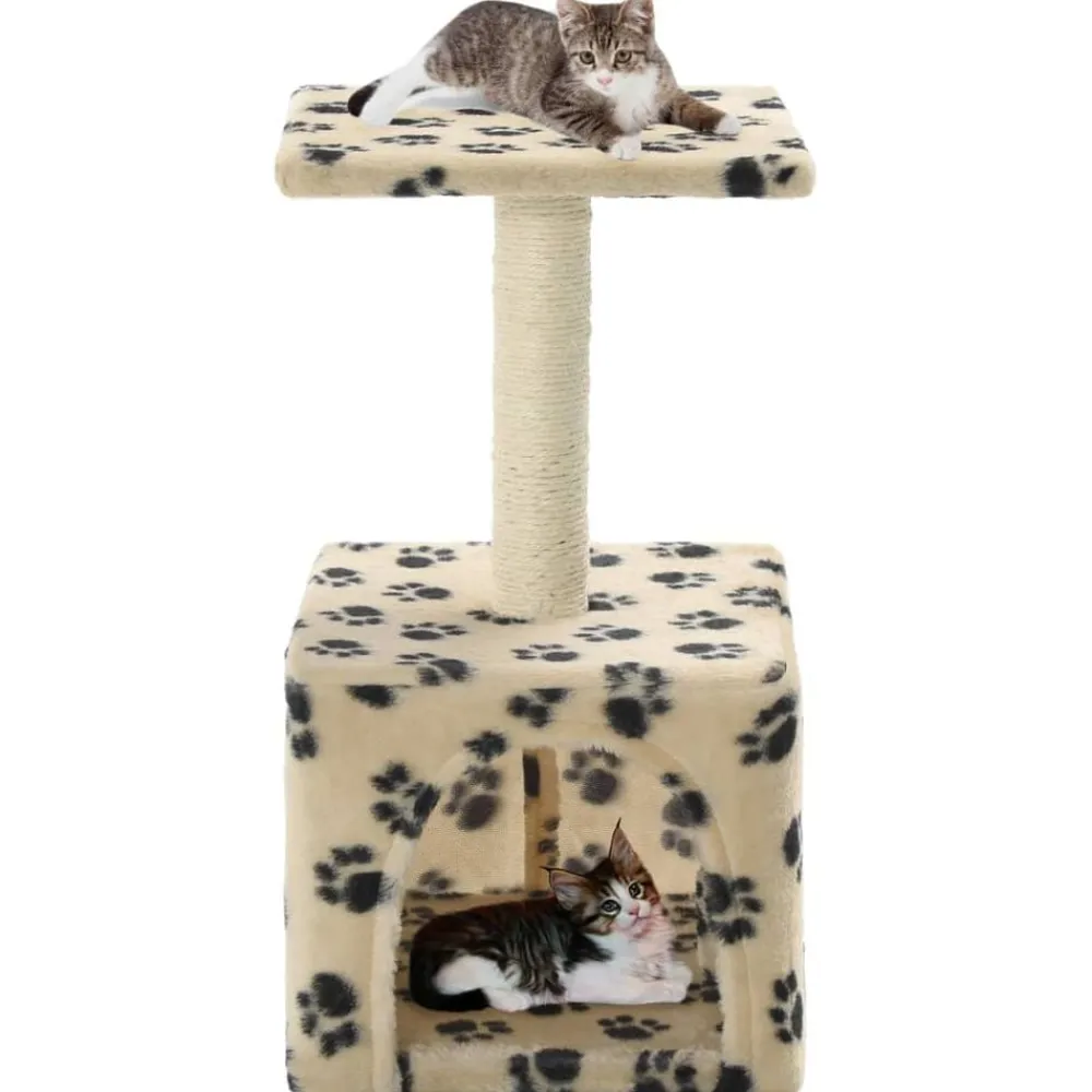 vidaXL Productos Para Mascotas-Rascador para gatos con poste de sisal 55 cm huellas beige