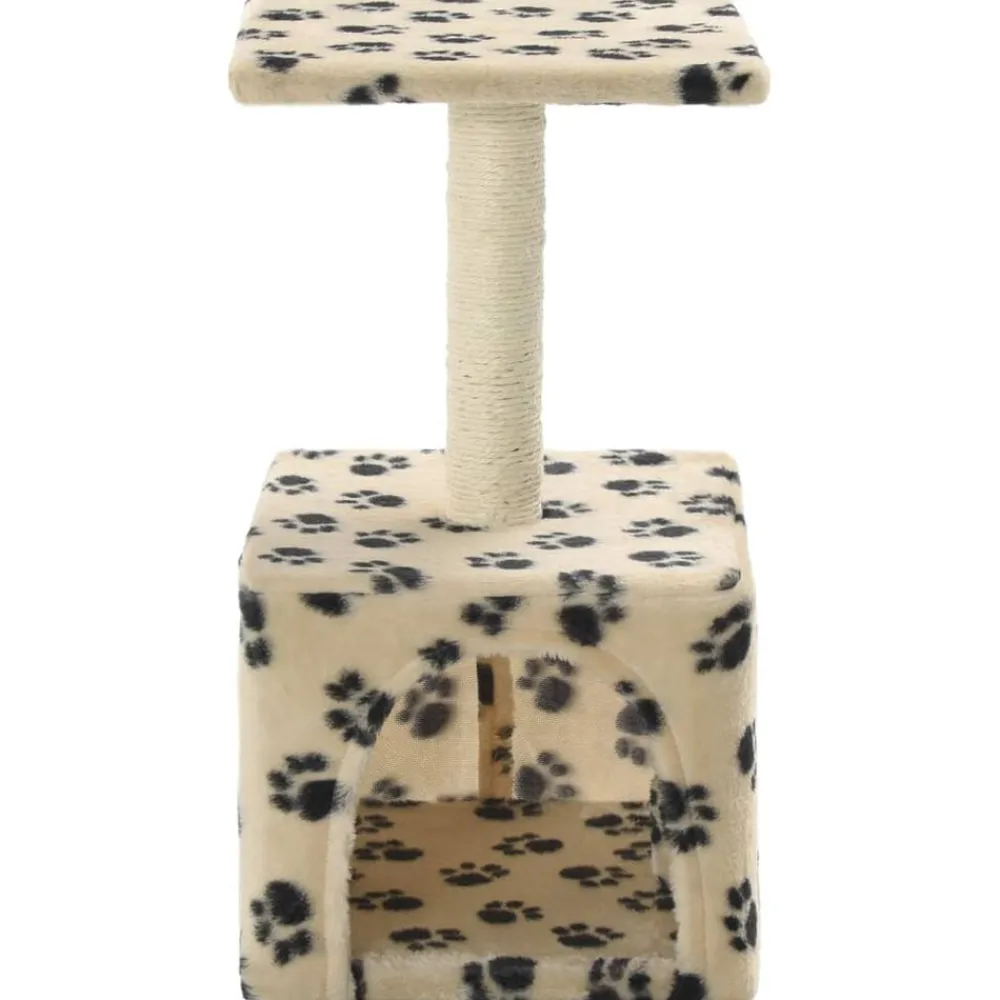 vidaXL Productos Para Mascotas-Rascador para gatos con poste de sisal 55 cm huellas beige