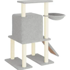 vidaXL Rascador para gatos con postes de sisal 96,5 cm Gris claro Discount