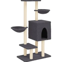 vidaXL Rascador para gatos con postes de sisal 117 cm Gris oscuro