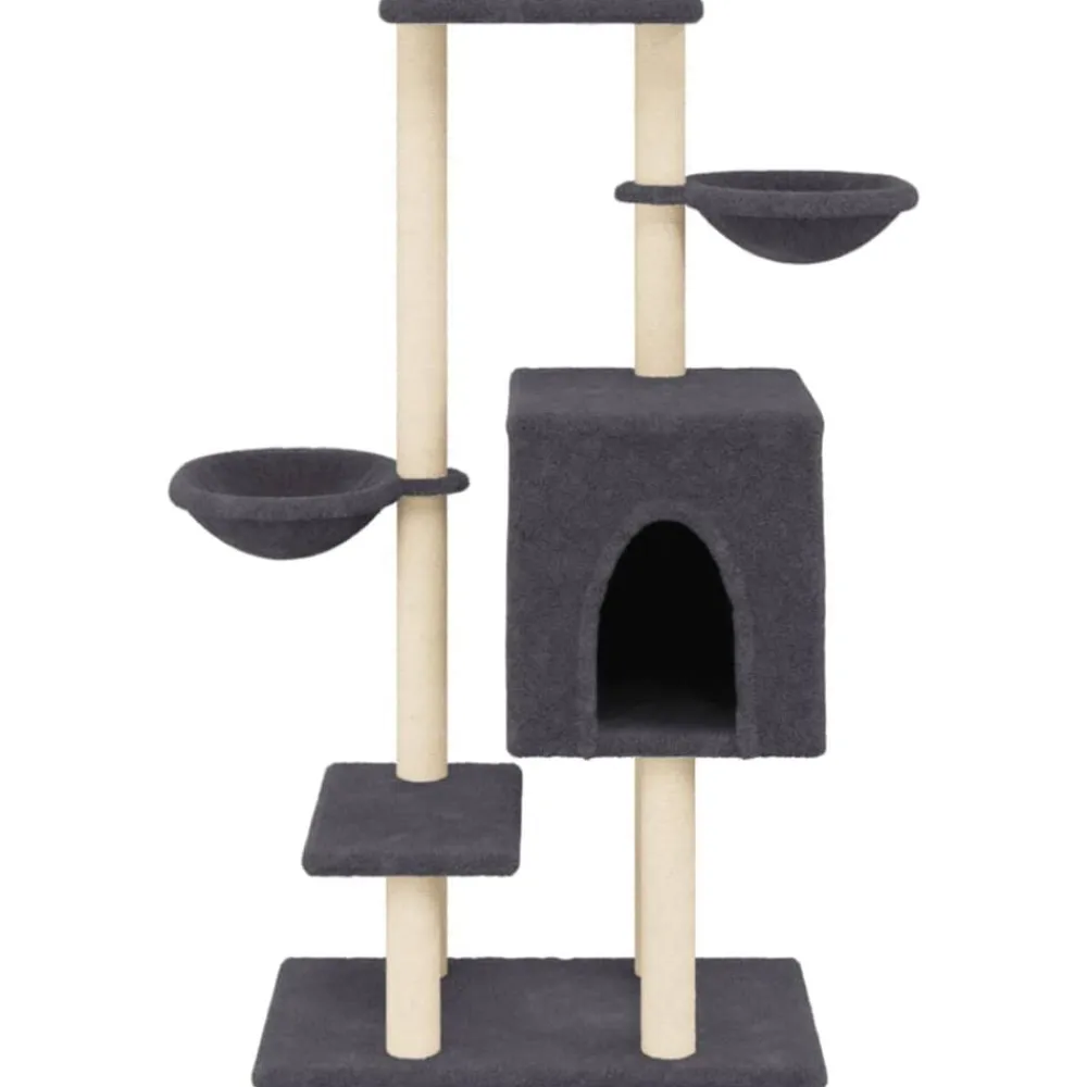 vidaXL Rascador para gatos con postes de sisal 117 cm Gris oscuro