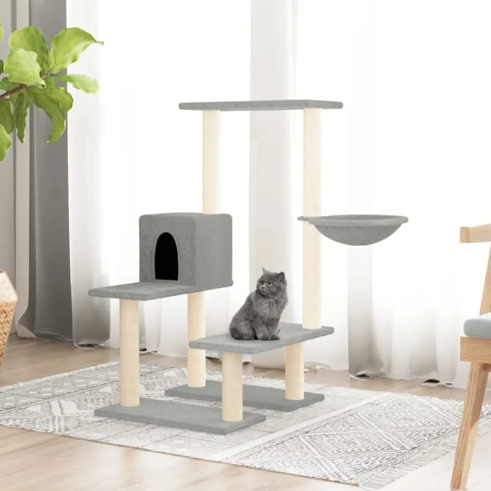 vidaXL Rascador para gatos con postes de sisal 94,5 cm Gris claro Online