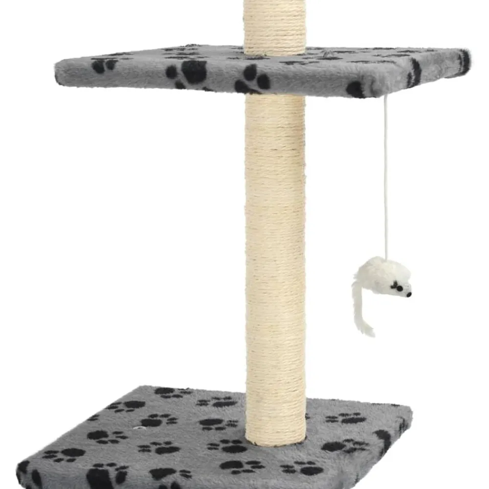 vidaXL Productos Para Mascotas-Rascador para gatos con poste de sisal huellas gris 260 cm