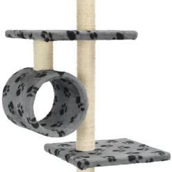 vidaXL Productos Para Mascotas-Rascador para gatos con poste de sisal huellas gris 260 cm