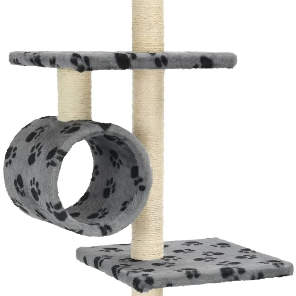 vidaXL Productos Para Mascotas-Rascador para gatos con poste de sisal huellas gris 260 cm