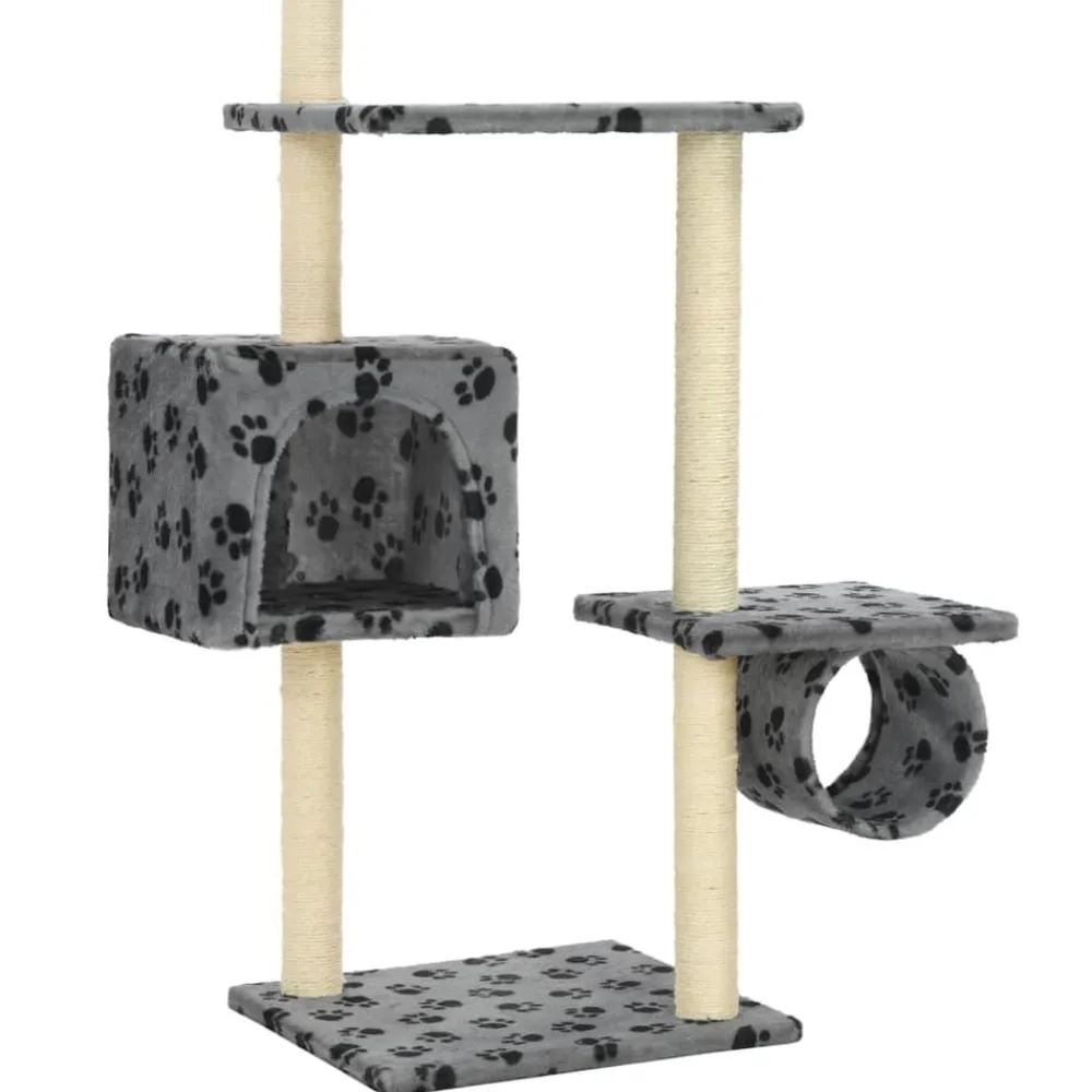 vidaXL Productos Para Mascotas-Rascador para gatos con poste de sisal huellas gris 260 cm