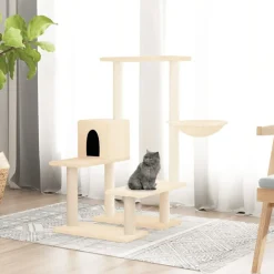 vidaXL Rascador para gatos con postes de sisal color 94,5 cm Crema New