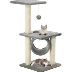 vidaXL Rascador para gatos con poste rascador de sisal 65 cm Gris
