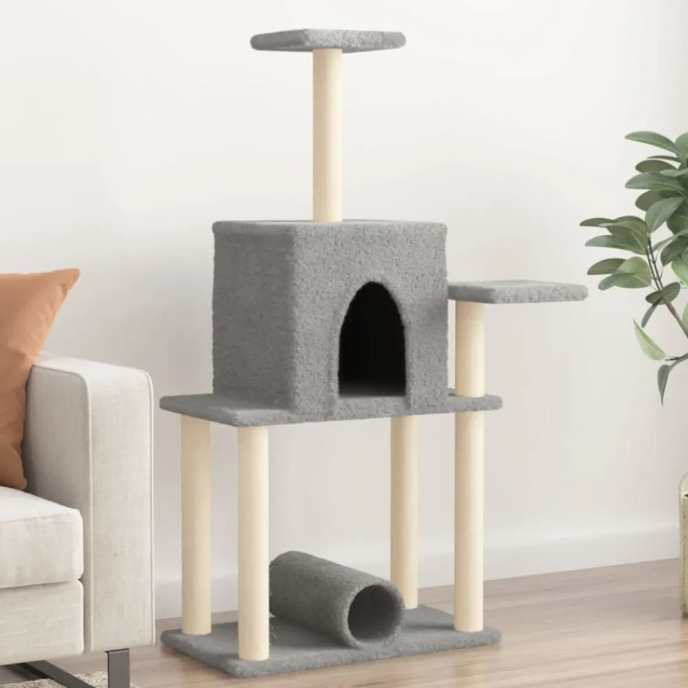 vidaXL Rascador para gatos con postes de sisal 122 cm Gris claro Clearance