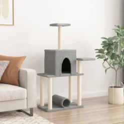 vidaXL Rascador para gatos con postes de sisal 122 cm Gris claro Clearance