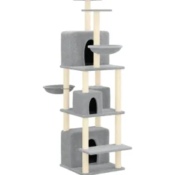 vidaXL Rascador para gatos con postes de sisal 180 cm Gris claro Clearance