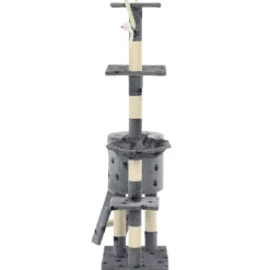 vidaXL Productos Para Mascotas-Rascador para gatos con poste de sisal 138 cm huellas gris