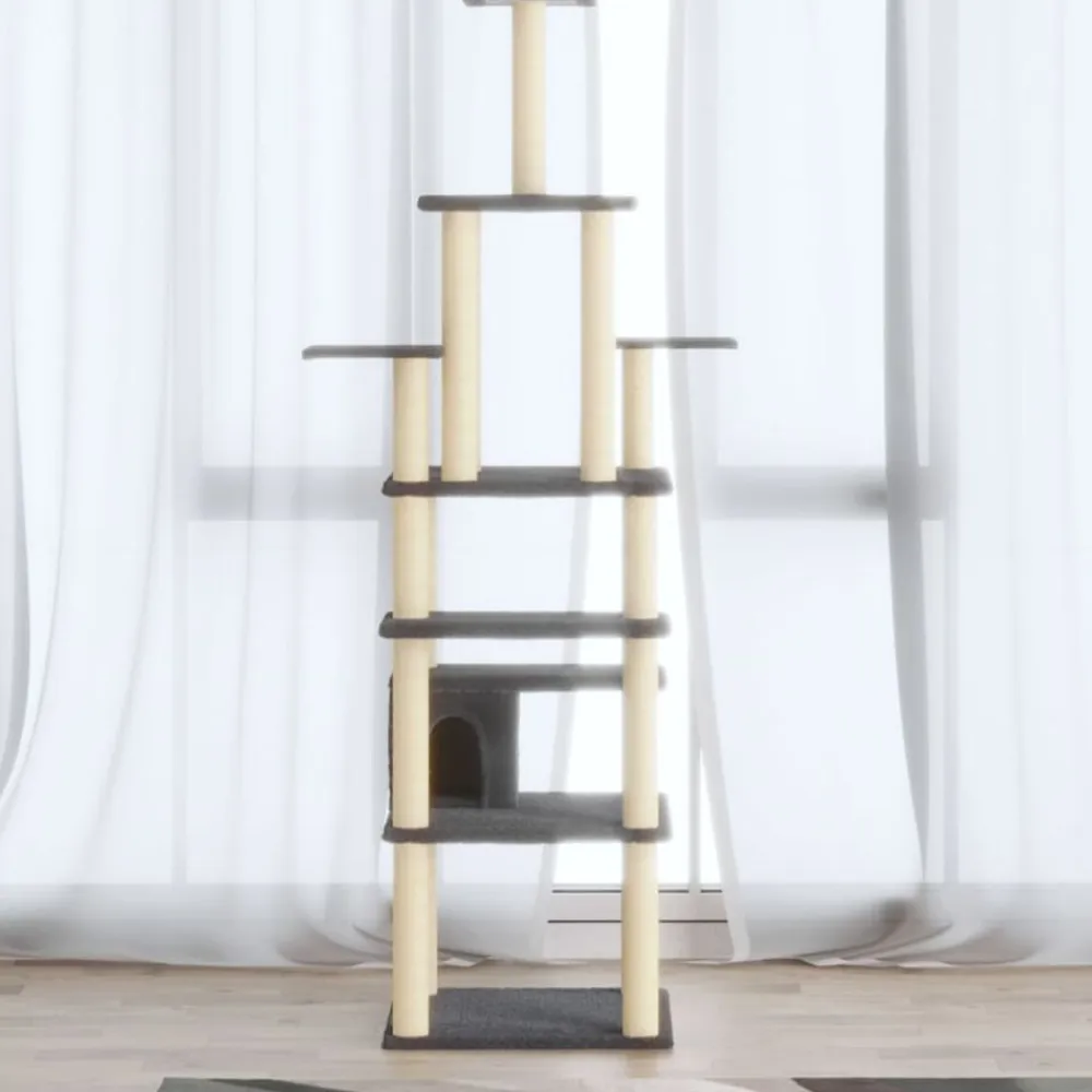 vidaXL Rascador para gatos con postes de sisal 183 cm Gris oscuro Online