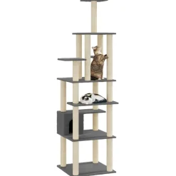 vidaXL Rascador para gatos con postes de sisal 183 cm Gris oscuro Online