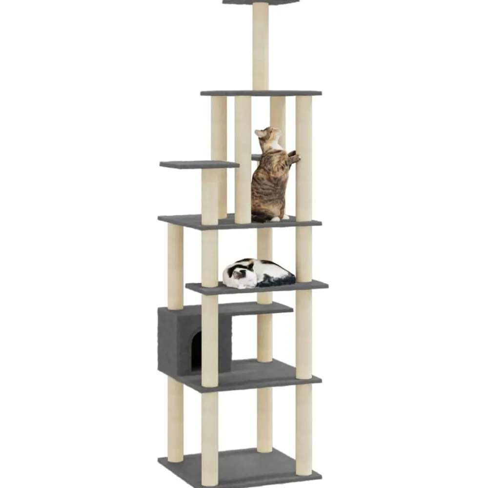 vidaXL Rascador para gatos con postes de sisal 183 cm Gris oscuro Online