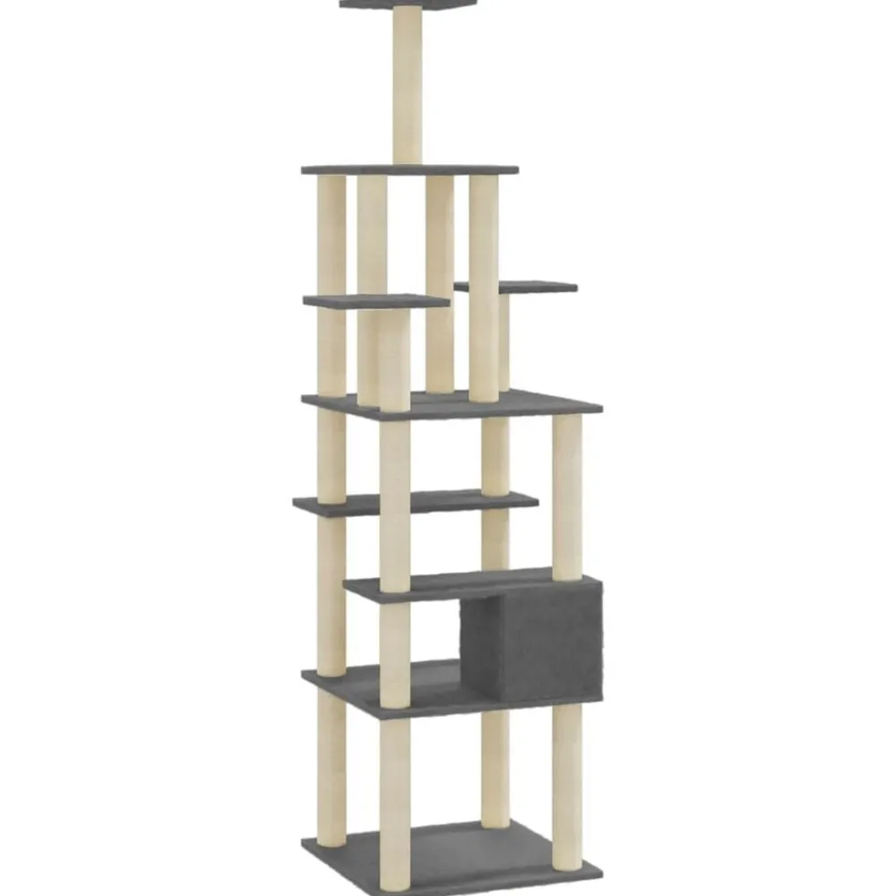vidaXL Rascador para gatos con postes de sisal 183 cm Gris oscuro Online