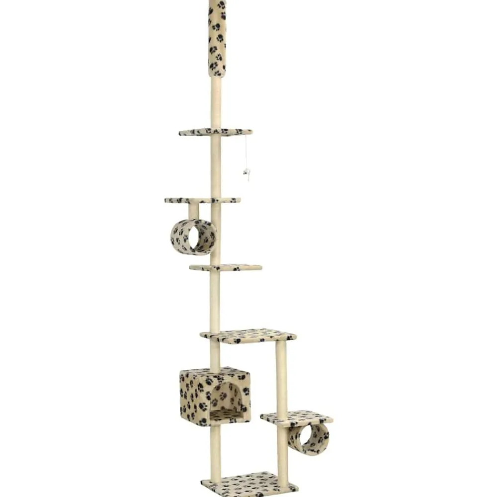 vidaXL Rascador para gatos con postes de sisal huellas beige 260 cm Beige con huellas de patas Discount