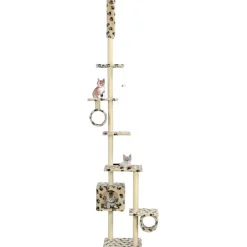 vidaXL Rascador para gatos con postes de sisal huellas beige 260 cm Beige con huellas&nbsp;de patas Discount
