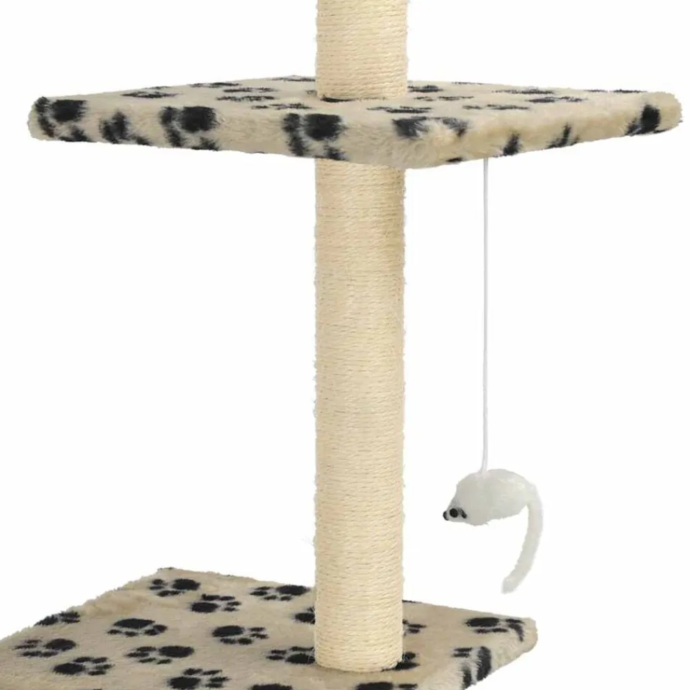 vidaXL Rascador para gatos con postes de sisal huellas beige 260 cm Beige con huellas de patas Discount