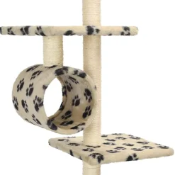vidaXL Rascador para gatos con postes de sisal huellas beige 260 cm Beige con huellas de patas Discount