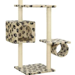 vidaXL Rascador para gatos con postes de sisal huellas beige 260 cm Beige con huellas de patas Discount