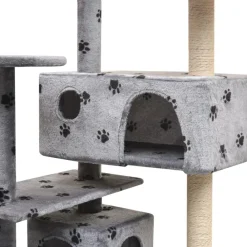 vidaXL Productos Para Mascotas-Rascador para gatos poste rascador de sisal 125 cm huellas gris