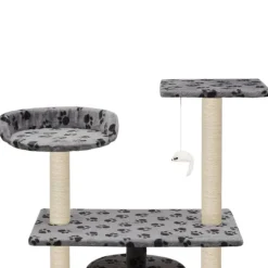 vidaXL Productos Para Mascotas-Rascador para gatos con poste de sisal 95 cm huellas gris