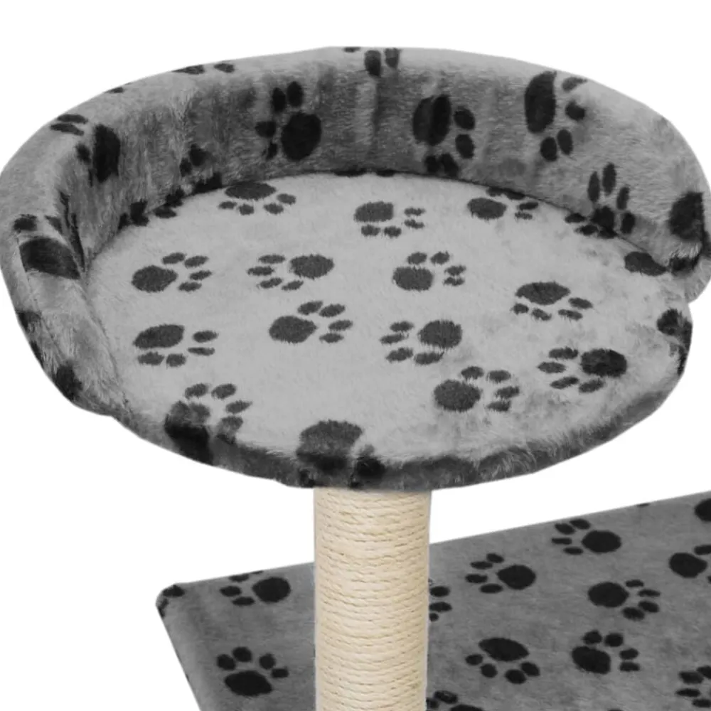 vidaXL Productos Para Mascotas-Rascador para gatos con poste de sisal 95 cm huellas gris