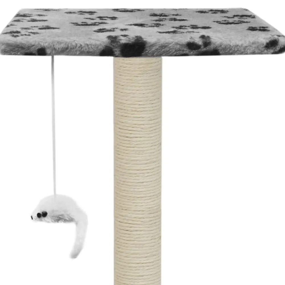 vidaXL Productos Para Mascotas-Rascador para gatos con poste de sisal 95 cm huellas gris