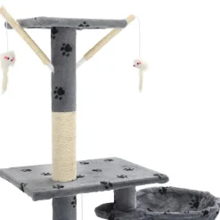 vidaXL Productos Para Mascotas-Rascador para gatos con poste de sisal 230-250 cm huellas gris