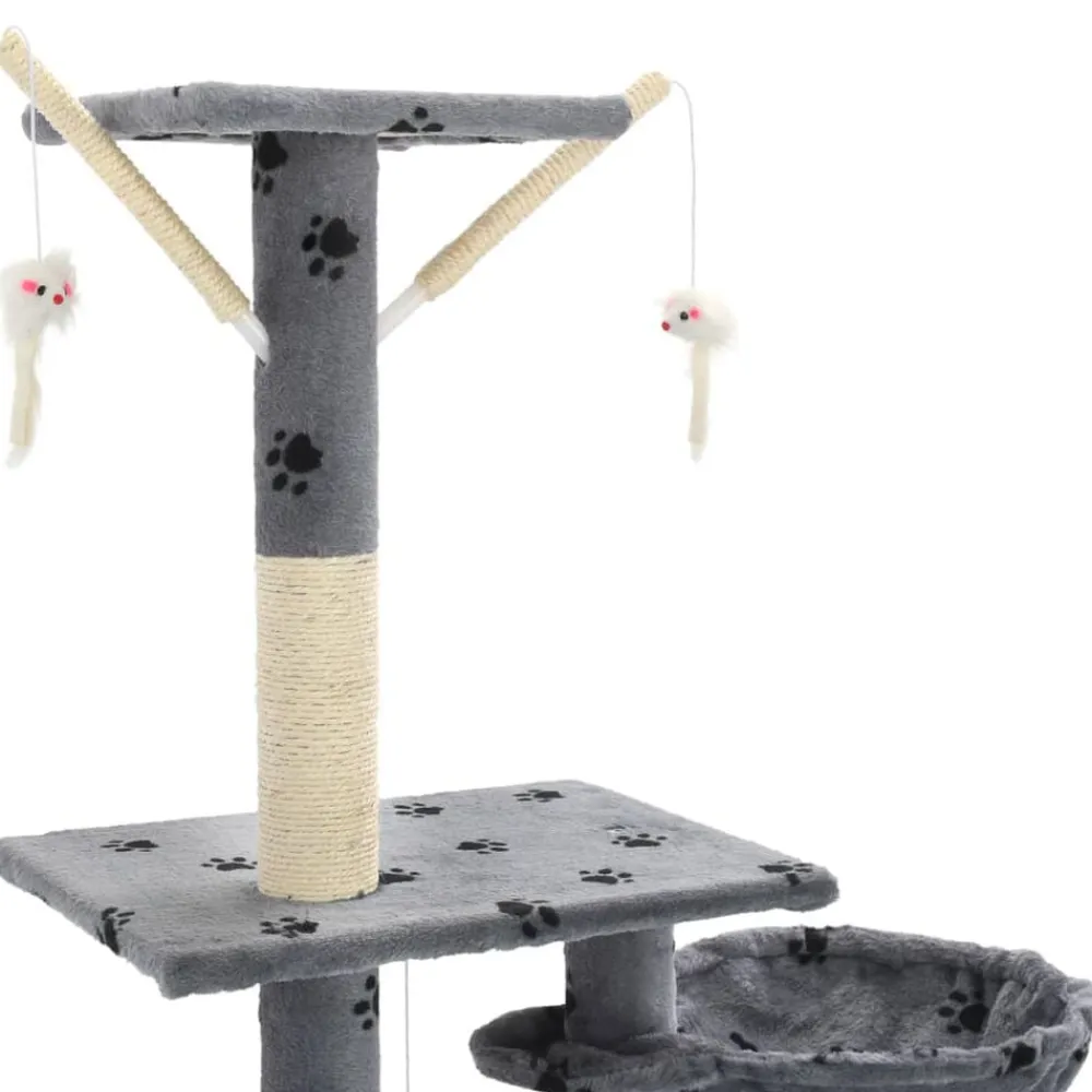 vidaXL Productos Para Mascotas-Rascador para gatos con poste de sisal 230-250 cm huellas gris